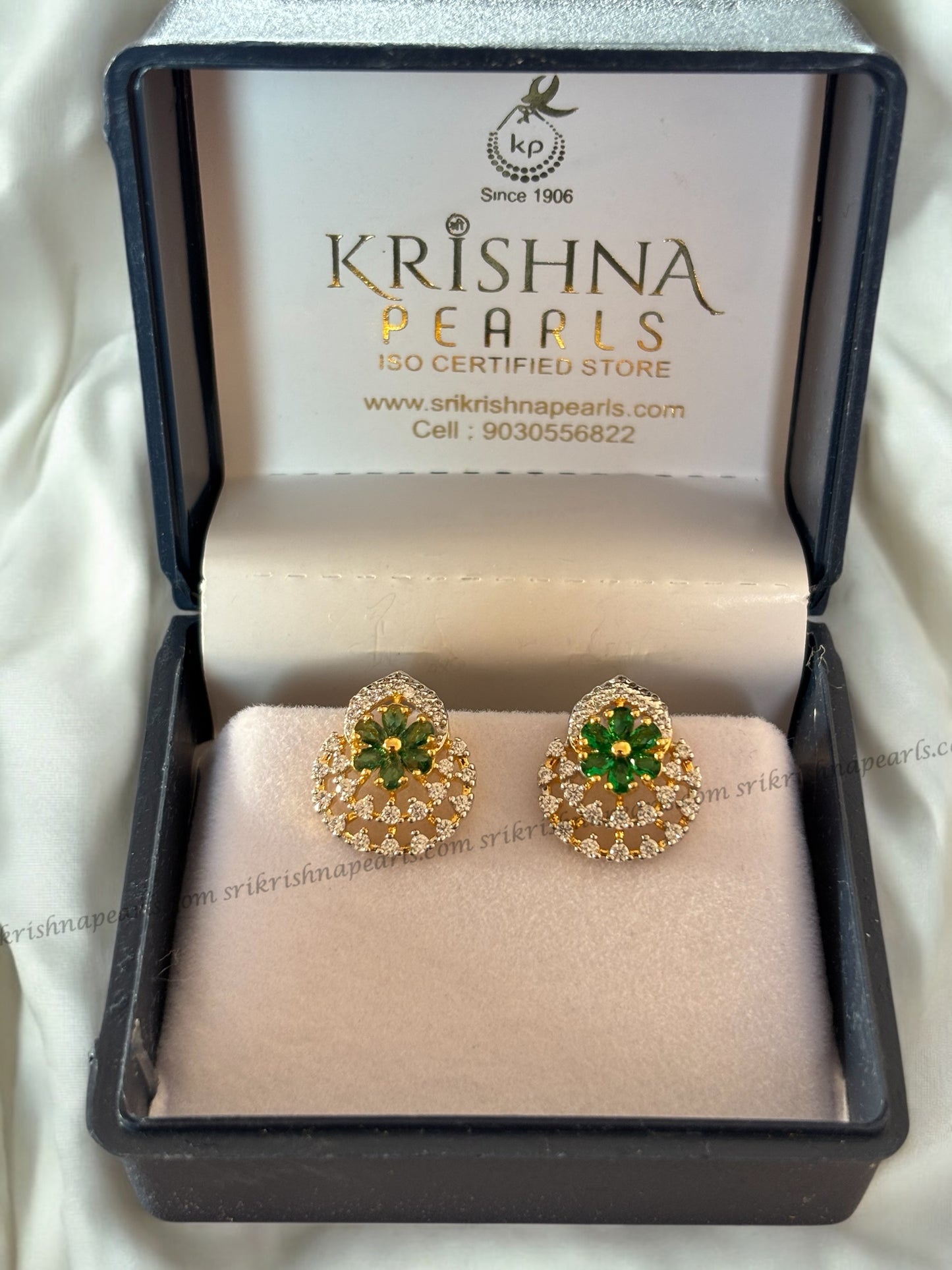 92.5 Silver Designer Emerald Earings