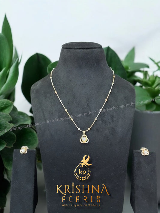 92.5 Silver Designer Pearl Studded Pendent Set