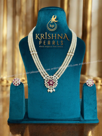 Beautiful Ruby & Pearl Studded Necklace Set