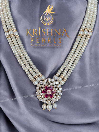 Beautiful Ruby & Pearl Studded Necklace Set