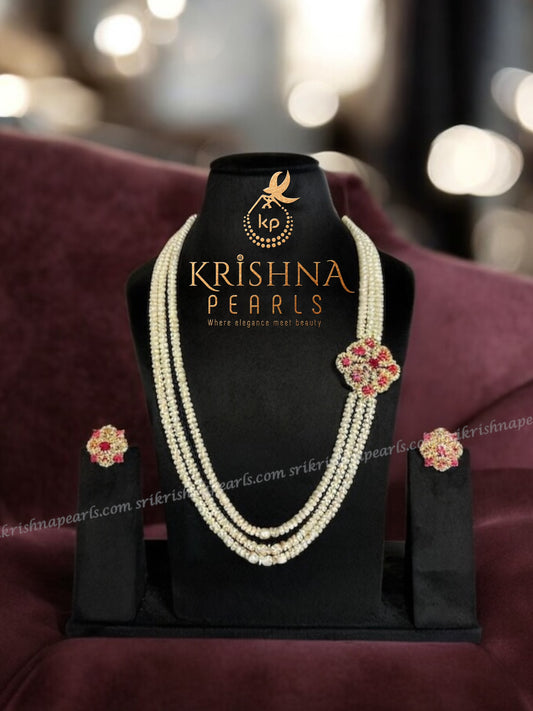Exclusive Ruby & Pearl Studded Brooch Set