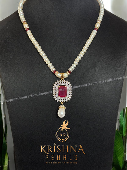 Beautiful Ruby & Pearls Studded Locket Set