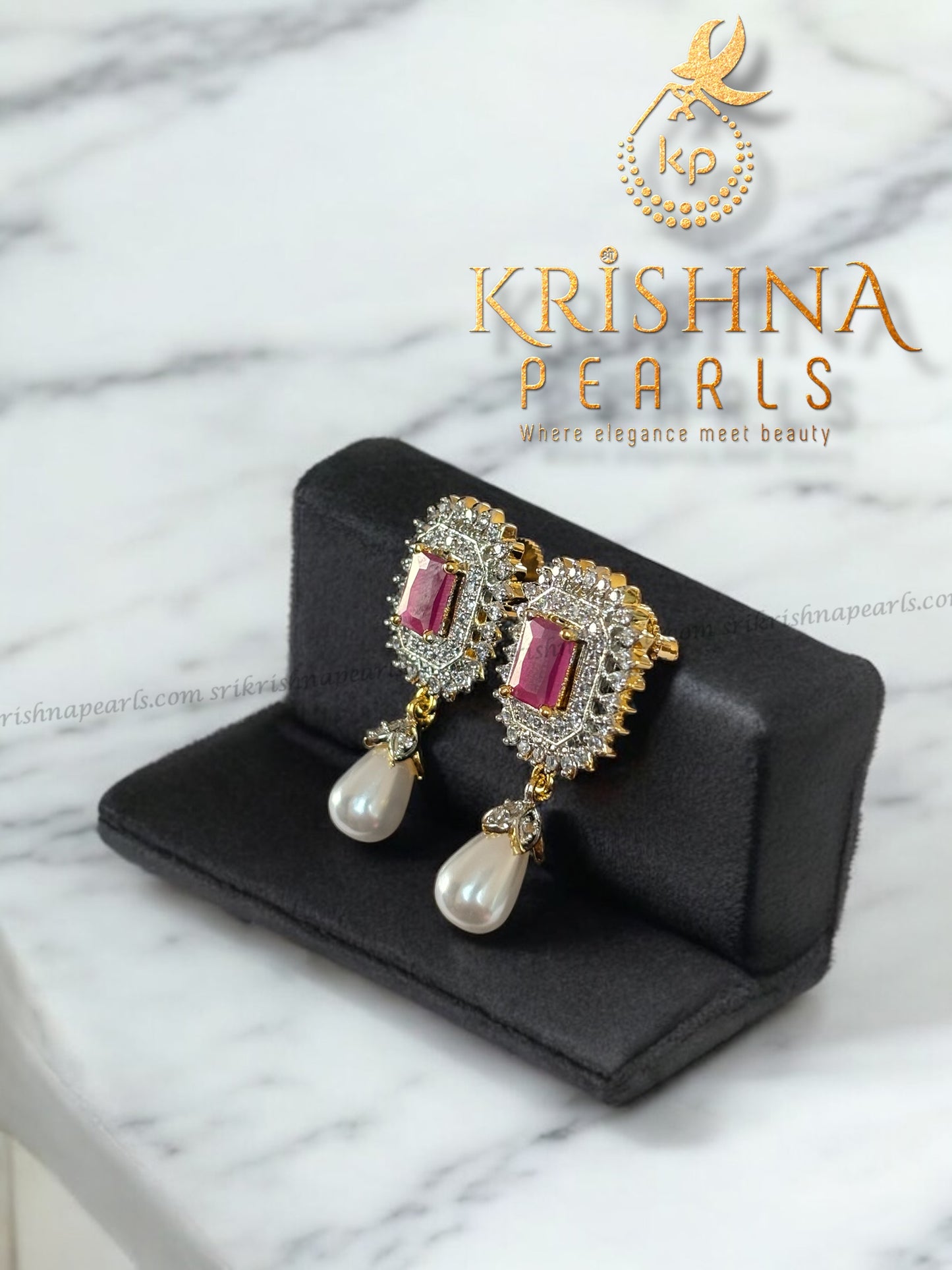 Beautiful Ruby & Pearls Studded Locket Set