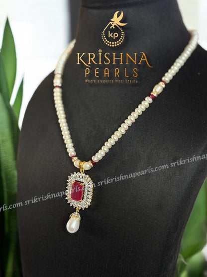 Beautiful Ruby & Pearls Studded Locket Set