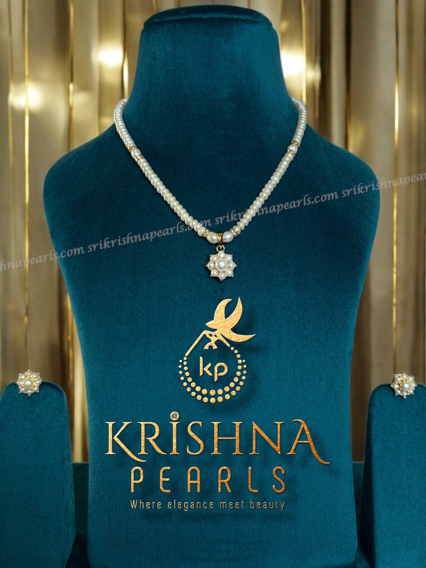 Beautiful Flora Pearl Studded Pendent Set