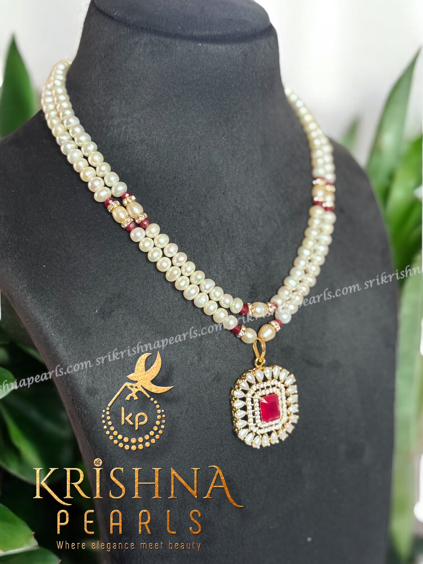 Beautiful Ruby & Pearl Studded Necklace