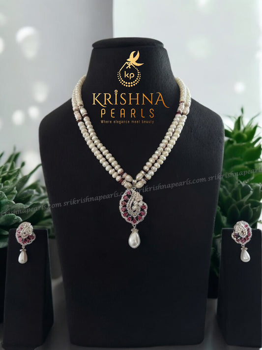 Designer Rubies with Pearl Drops Set