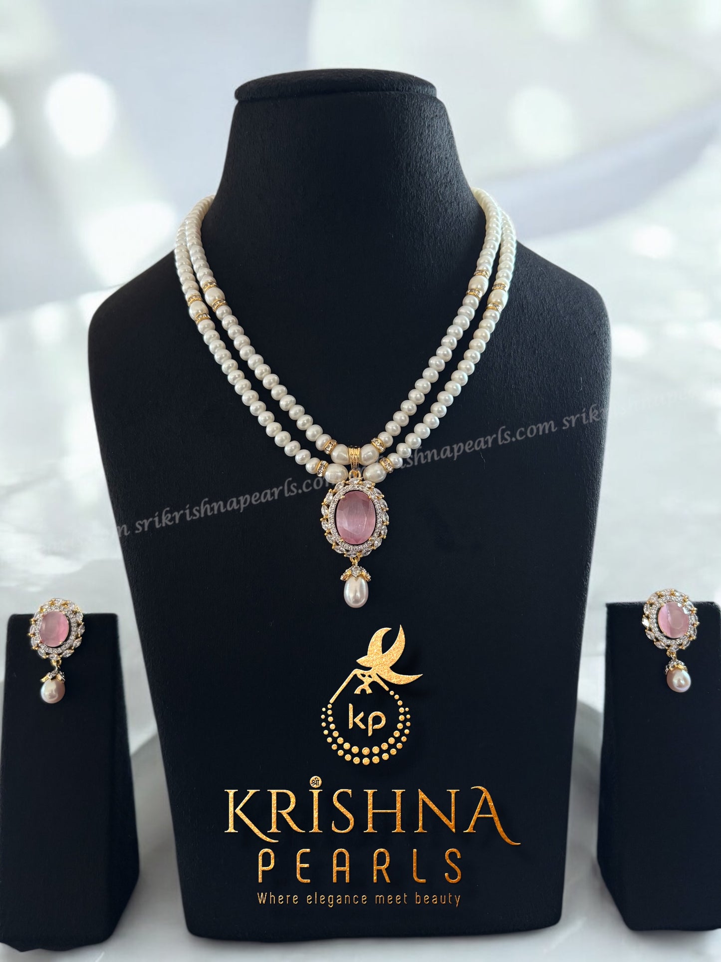 Beautiful Rose Quartz & Pearl Drop