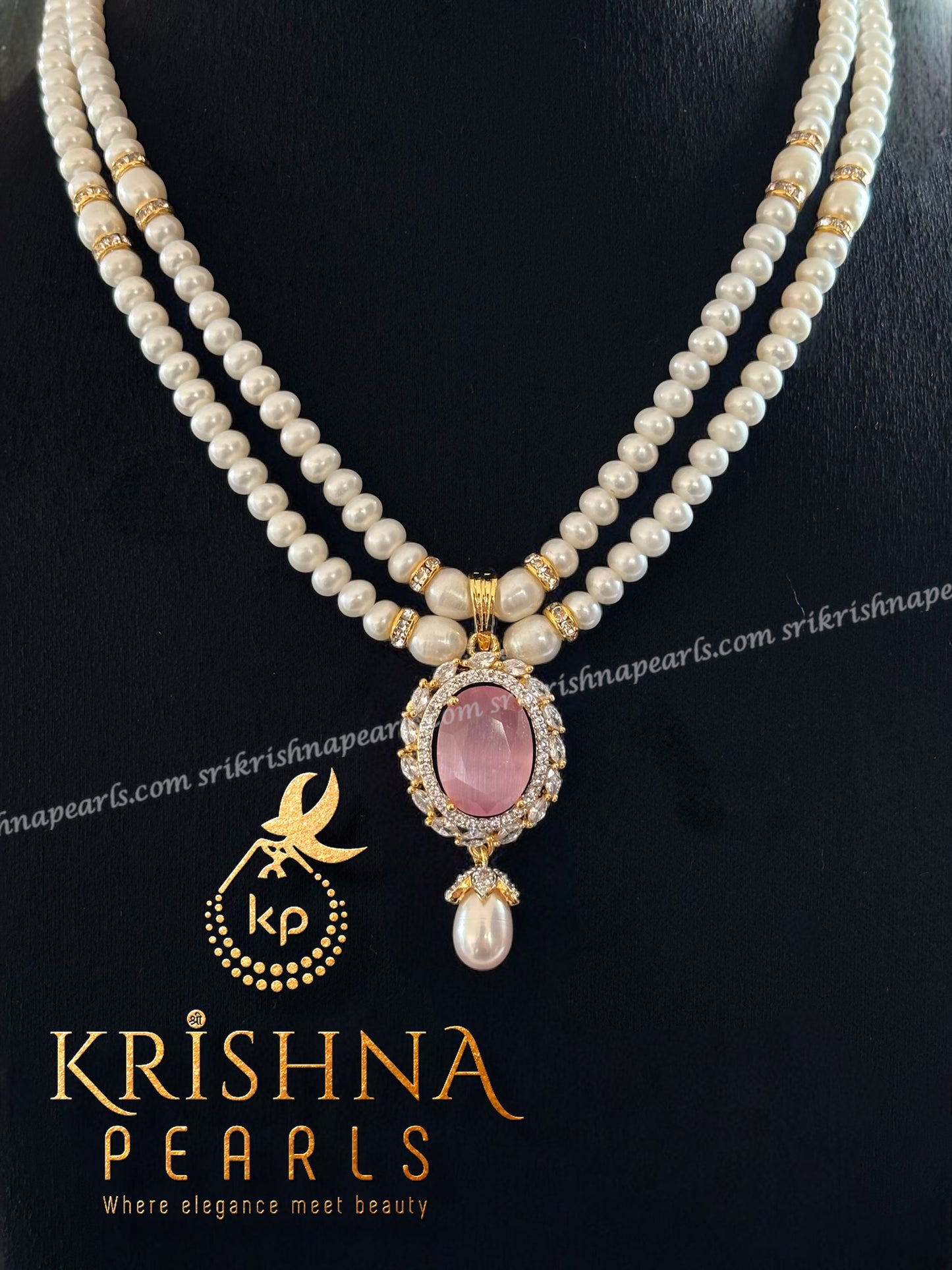 Beautiful Rose Quartz & Pearl Drop