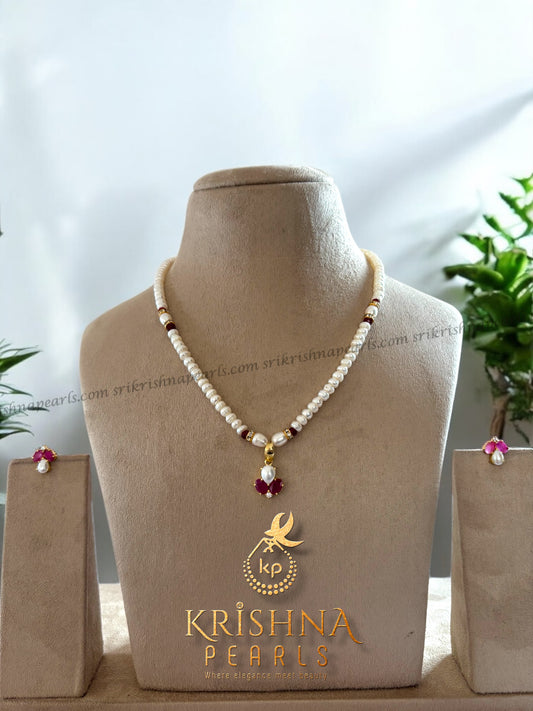 Adorable Pearls & Ruby Studded Locket Set