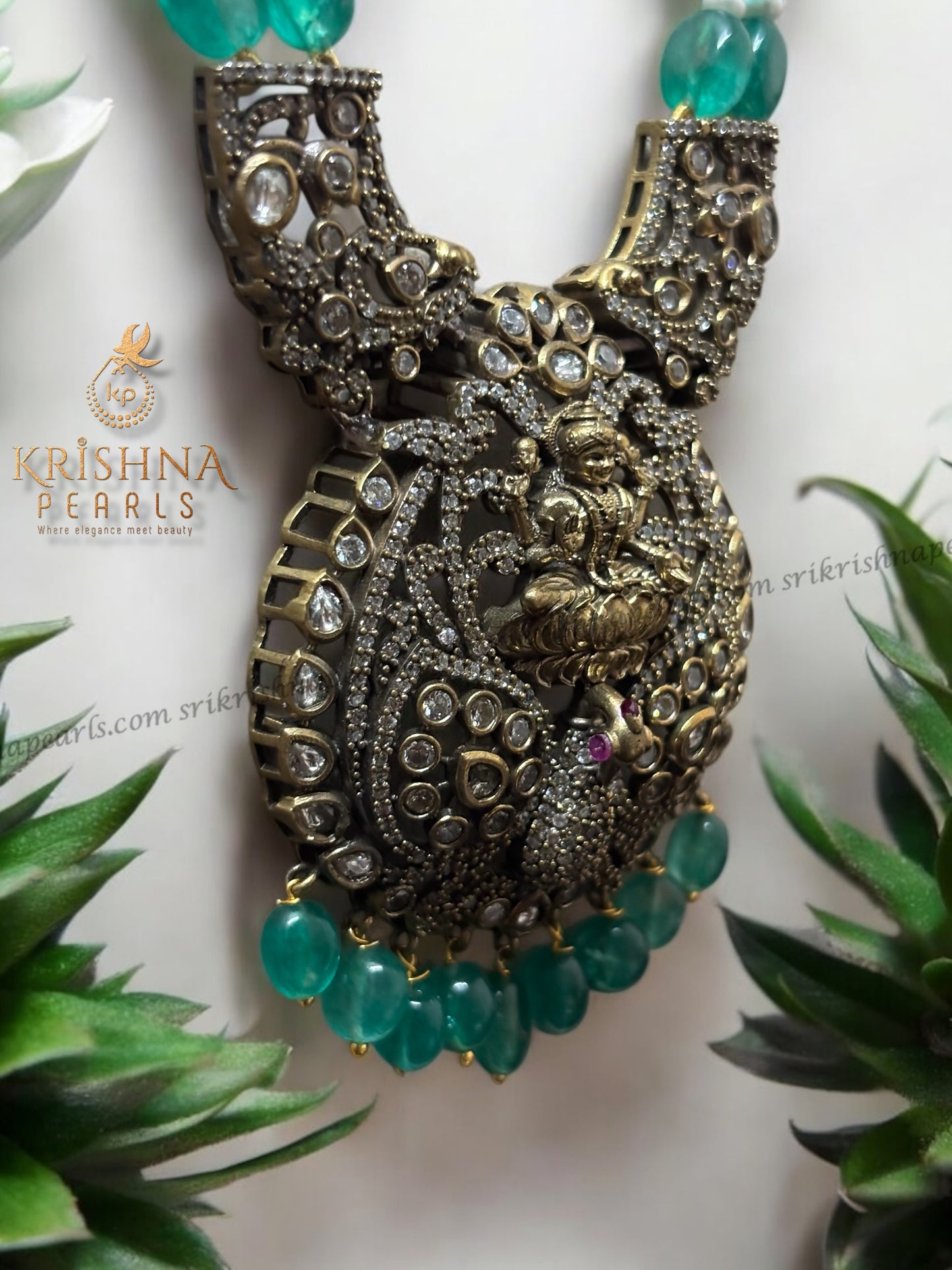 Designer Goddess Laxmi Oxidised Pendent Set