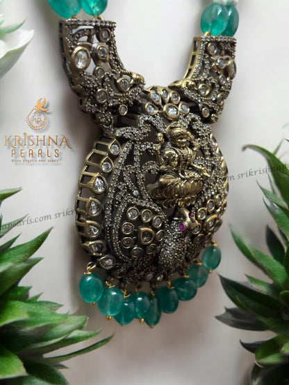 Designer Goddess Laxmi Oxidised Pendent Set