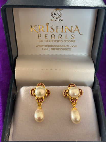 92.5 Silver Post Pin Ruby Studded Hangings