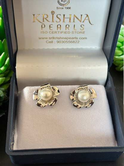92.5 Silver Post Pin Blossom Pearl Studds