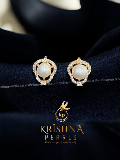 92.5 Silver Post Pin Pearl Studded Earrings