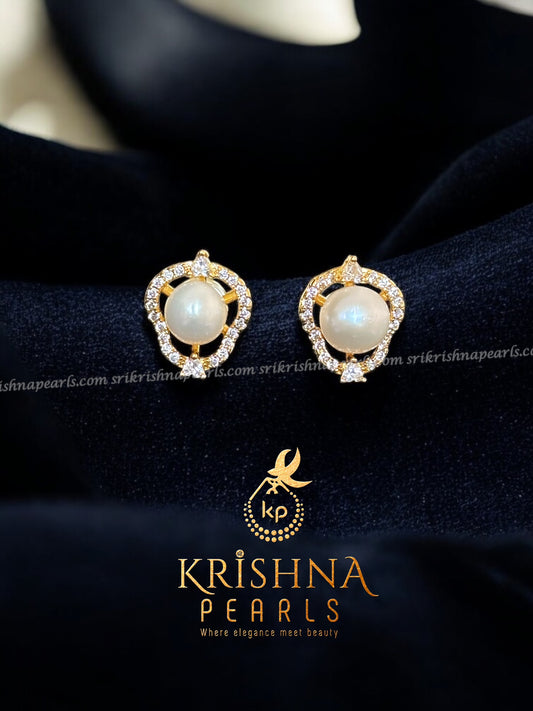 92.5 Silver Post Pin Pearl Studded Earrings