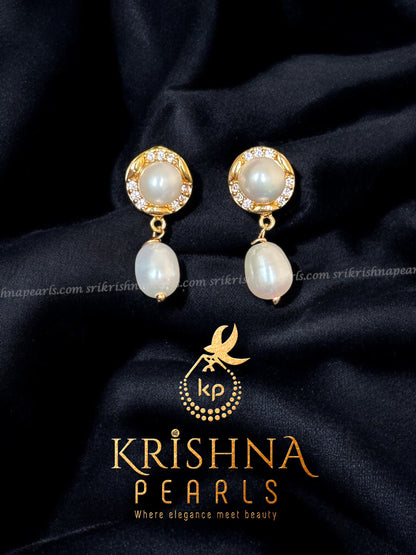 92.5 Silver Post Pin Pearl Round Hangings