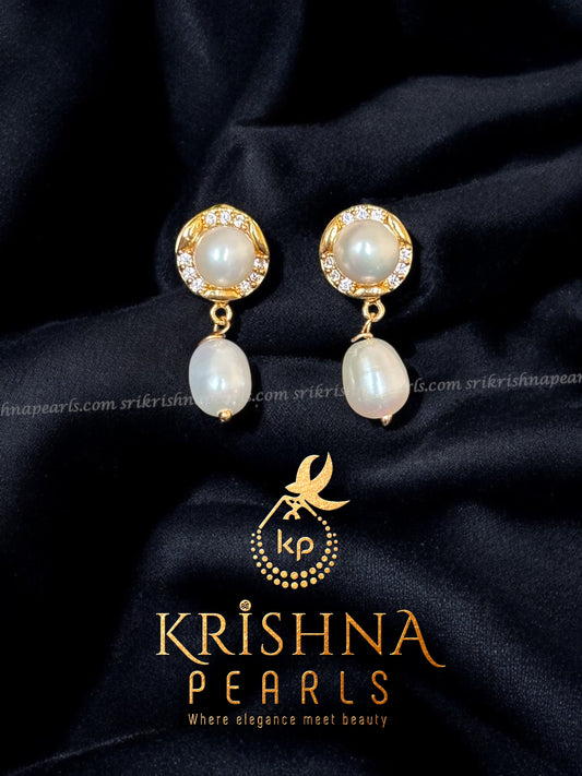 92.5 Silver Post Pin Pearl Round Hangings