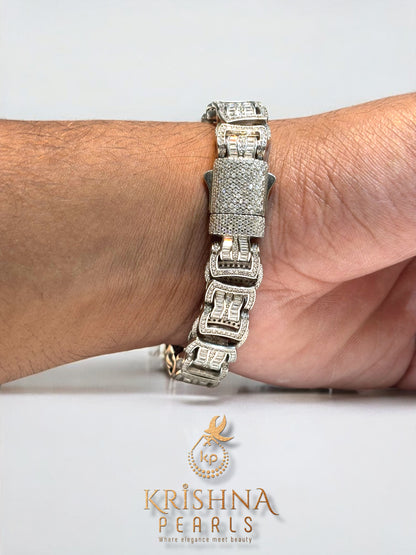 92.5 Pure Silver Diamond Studded Luxurious Braclet