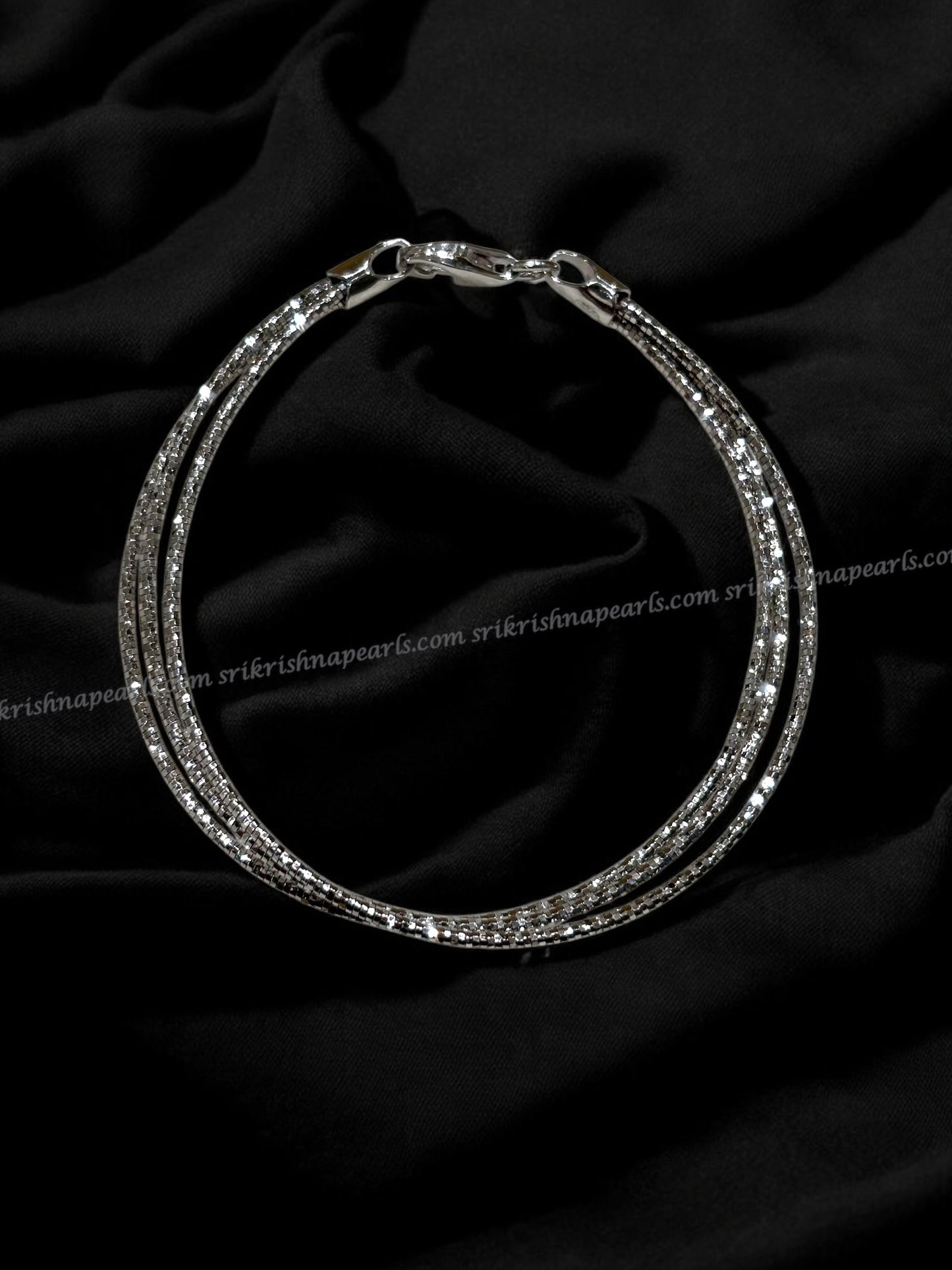 92.5 Pure Silver Three Line Braclet