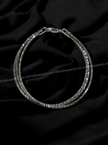 92.5 Pure Silver Three Line Braclet
