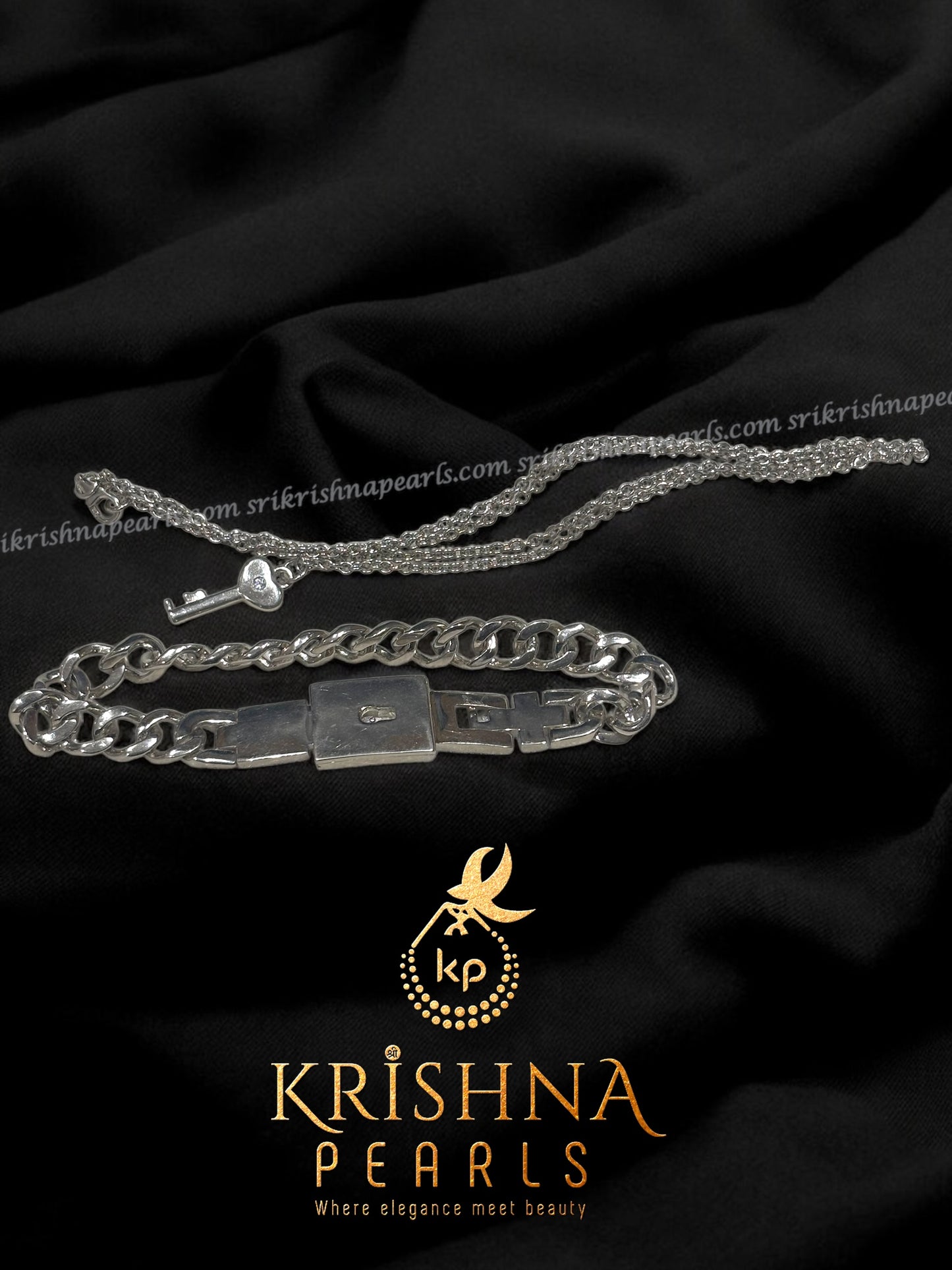 92.5  Silver Braclet With Lock And key