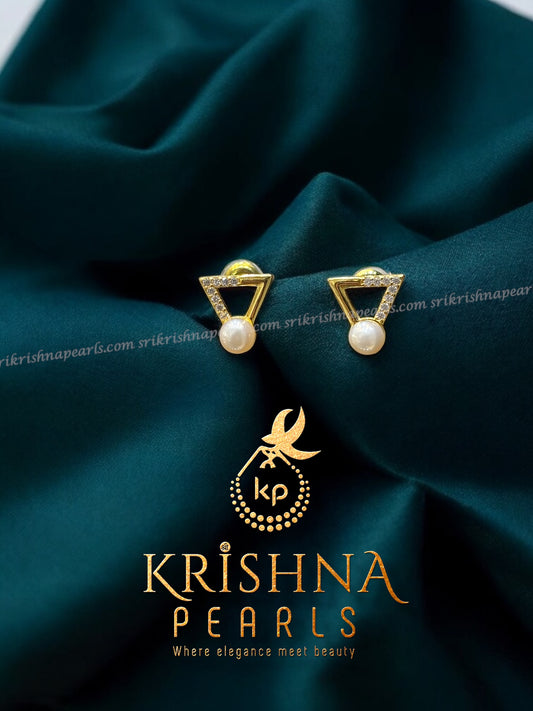 92.5 Silver Trinity Pearl Studded Earrings