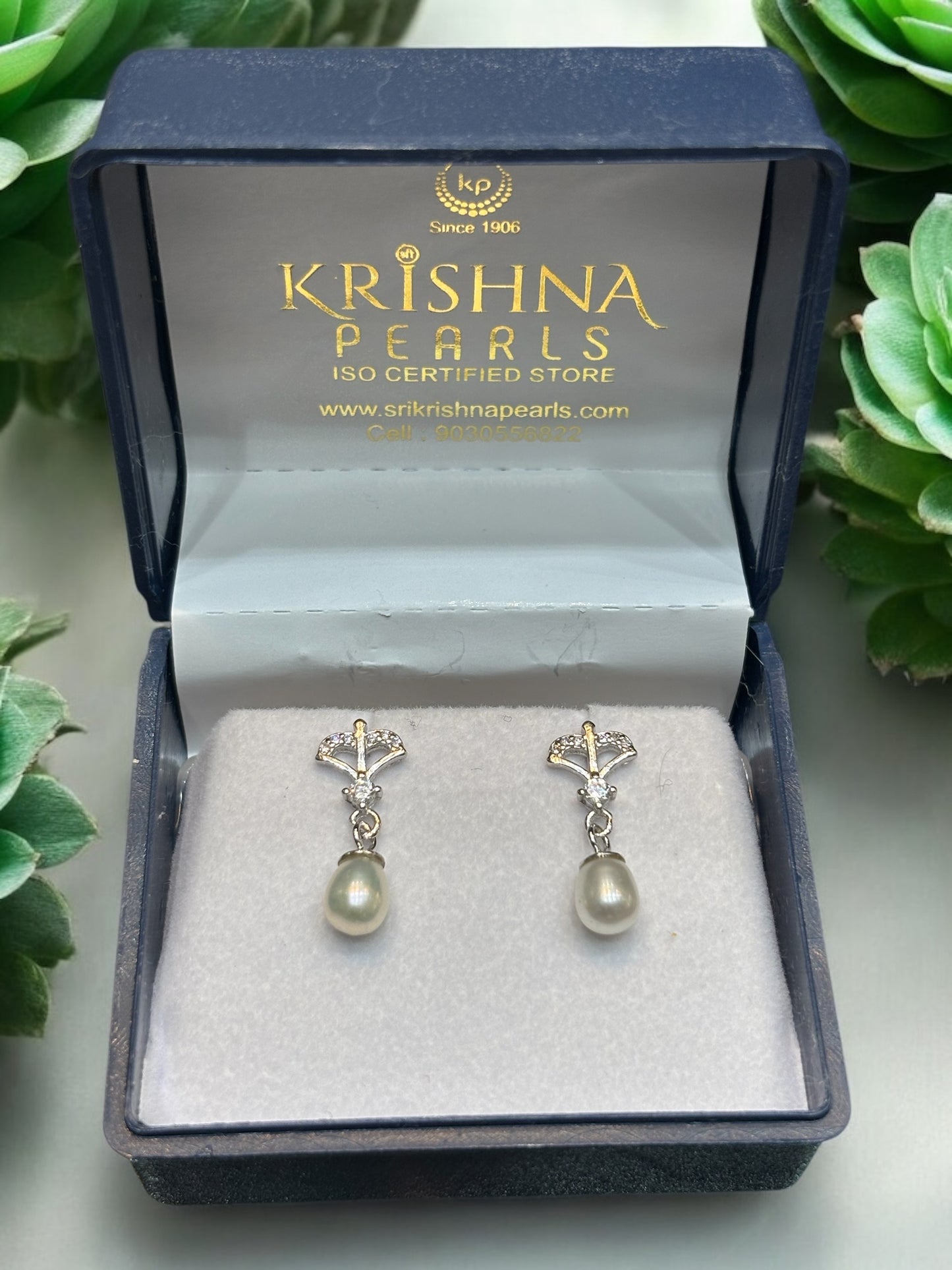 92.5 Silver Designer Pearl Studded Hangings