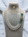 92.5 Silver Aesthetic Zari Polki with Premium Round Natural Pearl Side Brooch