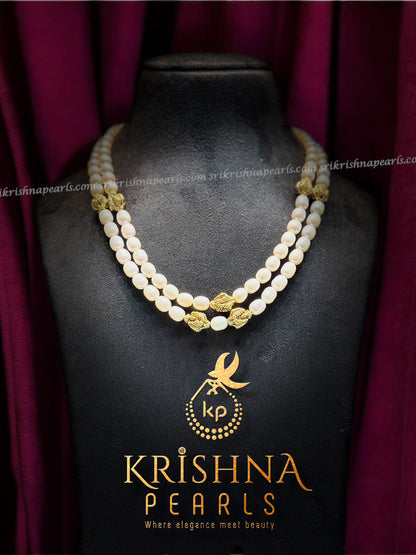 Go Green with Leaf Pattern made in 92.5 Silver Beads With Fresh Water Natural Pearls Necklace