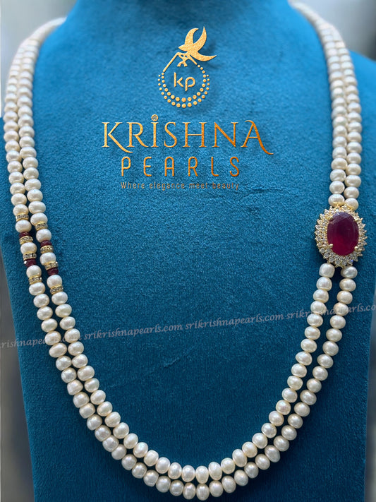 Adorable Ruby Studded Two Line Broch Set