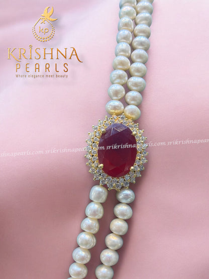 Adorable Ruby Studded Two Line Broch Set