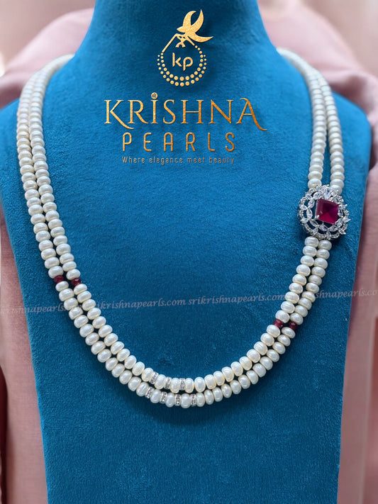 Graceful Red Stone Twin Line Broch Set