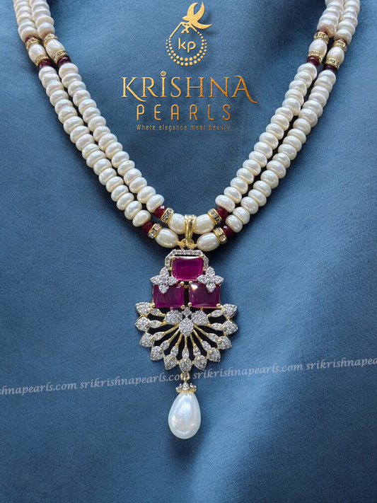 Elegant Twin-Line Pearls Necklace Set