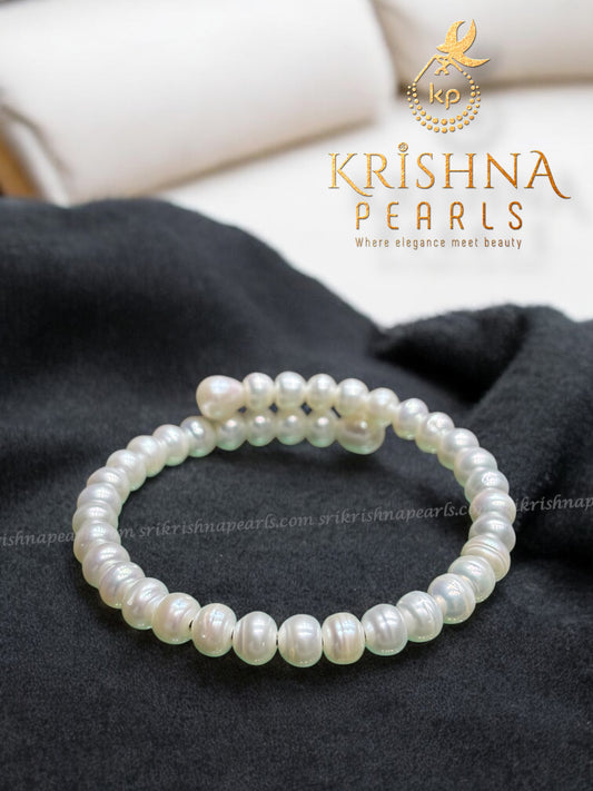 Classy Bangle Style Flat Pearls Bracelet