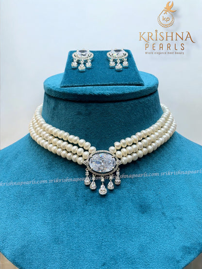 Designer Diamond Studded Pearls Choker Set