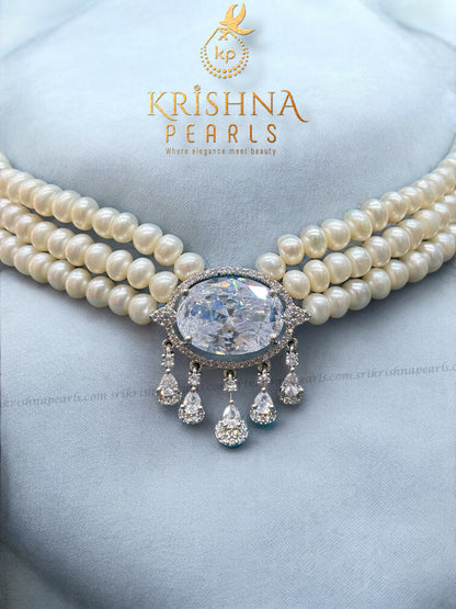 Designer Diamond Studded Pearls Choker Set