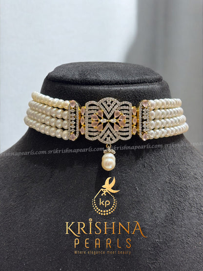 Eternal Rose Quartz & Pearls Choker set