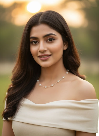 Eternal Shine 92.5 Silver Pearls Chain