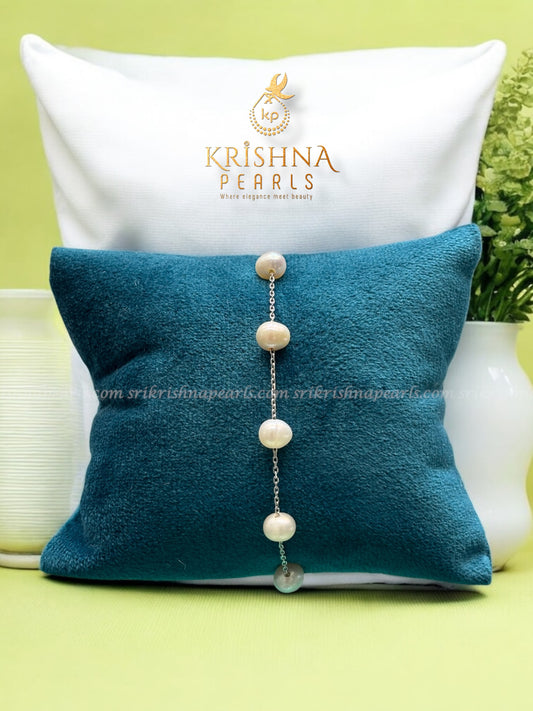 92.5 Silver Single Line Seven Pearls Bracelet