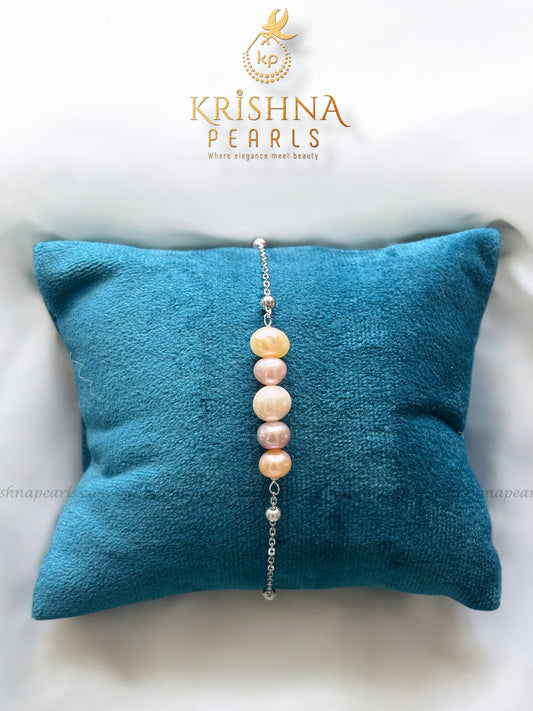 92.5 Silver MultiColor Pearls Bracelet