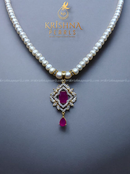 Designer Single Line Pearls Necklace  Set