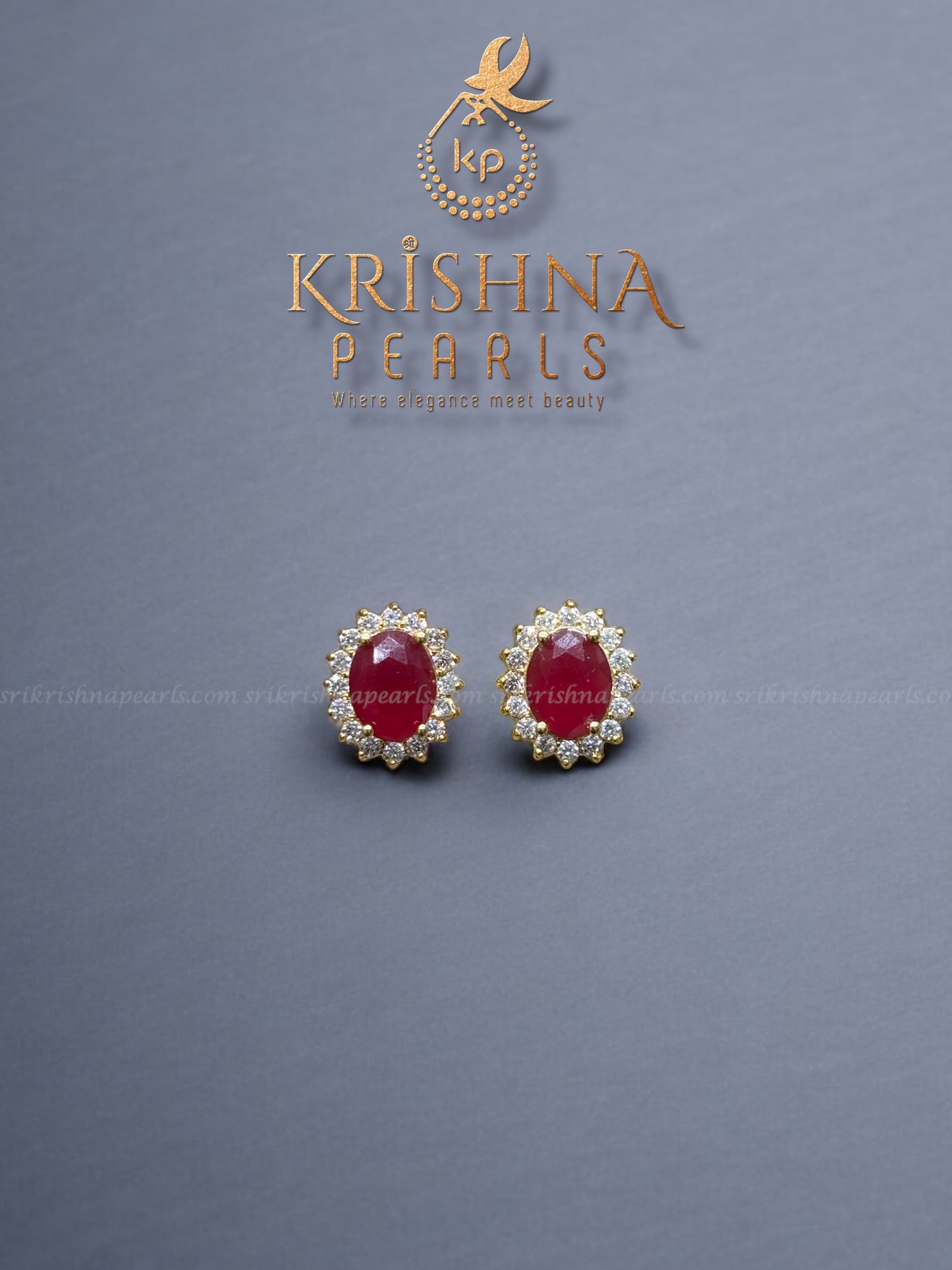 Adorable Red Stoned Studded Pearl Necklace Set