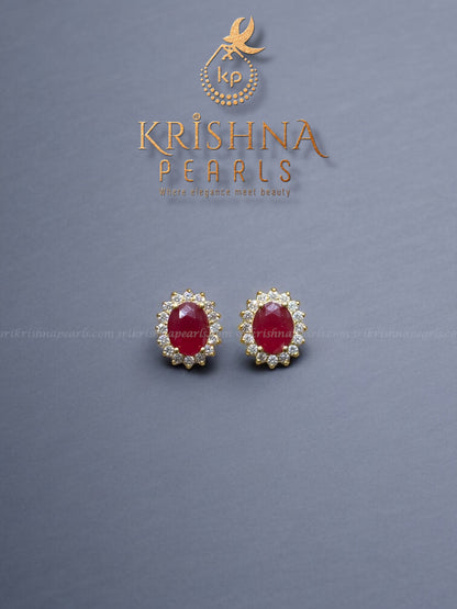 Adorable Red Stoned Studded Pearl Necklace Set