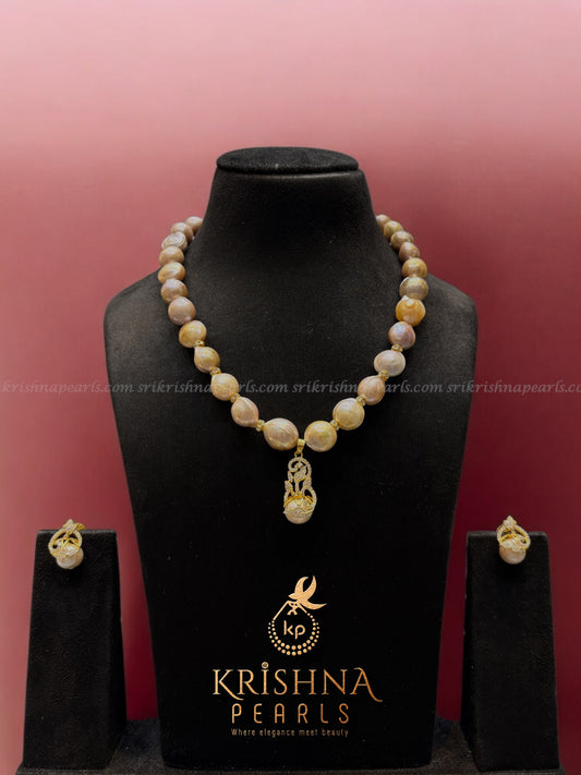 Baroque Pearl Pendent With Baroque Pearls Single Line Necklace Set