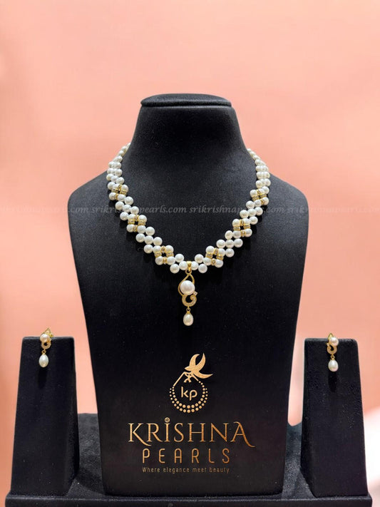 Designer Button Pearls Necklace Set