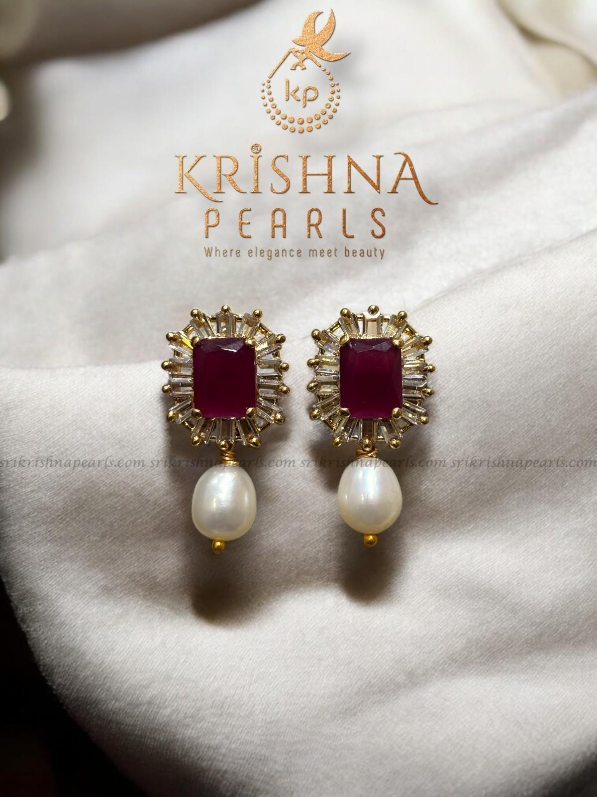 Royal Ruby Double Line Pearls Pendent Set