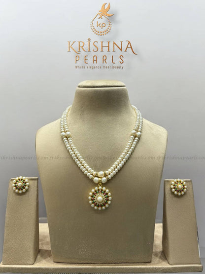 Heritage Pearl Gem Pendent With Pearls Necklace Set
