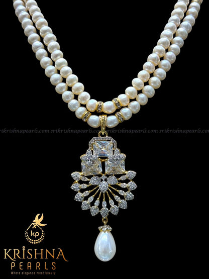 Designer Zircon Studded Pearls Pendent Set