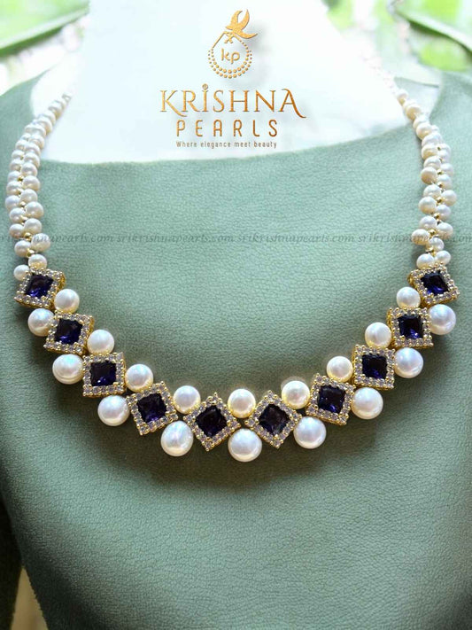 Beautiful Purple Aventurine Stone Studded Button Pearls Necklace Set